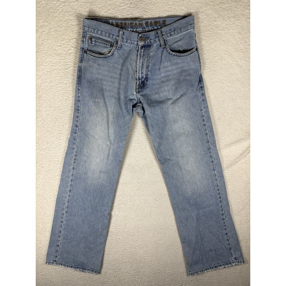 Vintage American Eagle Jeans Mens 32x31 Loose Fit Light Wash Cotton Denim Y2K